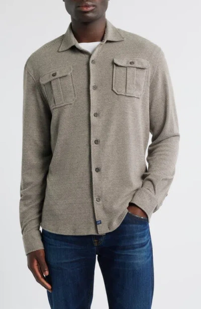 Johnnie-o Carl Brushed Knit Button-up Shirt In Gray