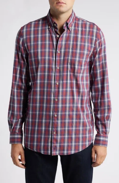 Johnnie-o Casten Plaid Stretch Button-up Shirt In Navy