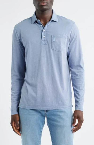 Johnnie-o Coastal Wash Long Sleeve Pocket Polo In Blue