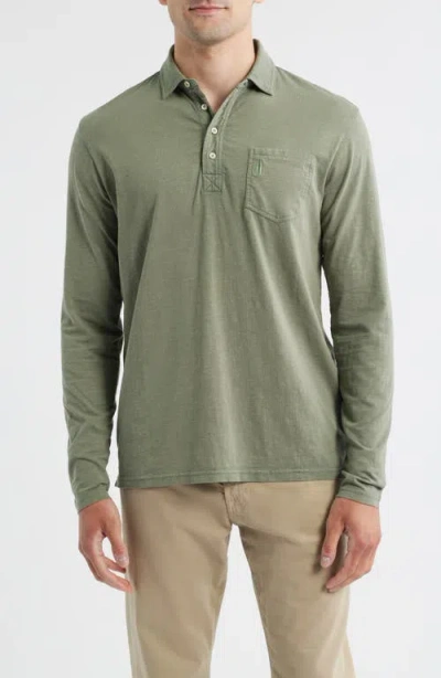 Johnnie-o Coastal Wash Long Sleeve Pocket Polo In Green
