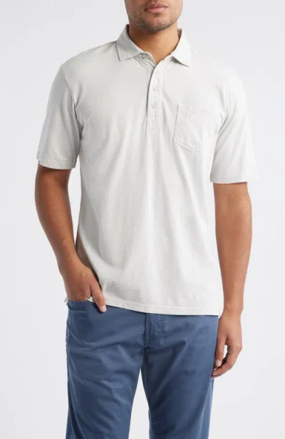 Johnnie-o Coastal Wash Original Pocket Polo In Light Gray
