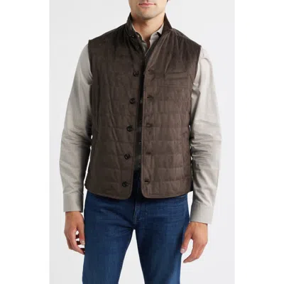Johnnie-o Corde Quilted Faux Suede Vest In Brown