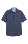 Johnnie-o Crouch Short Sleeve Knit Button-up Shirt In Navy