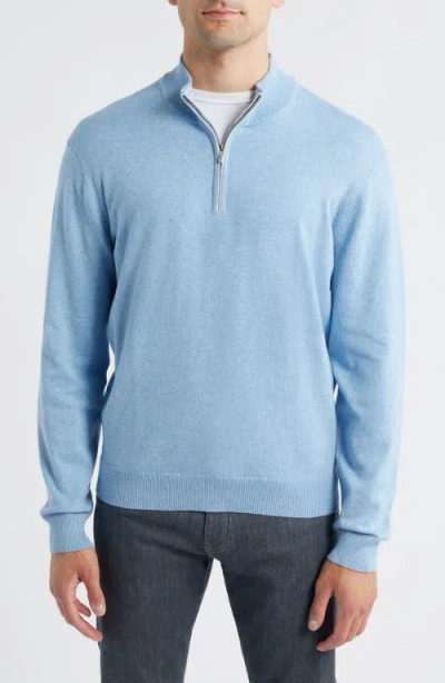 Johnnie-o Desmond Half Zip Sweater In Blue