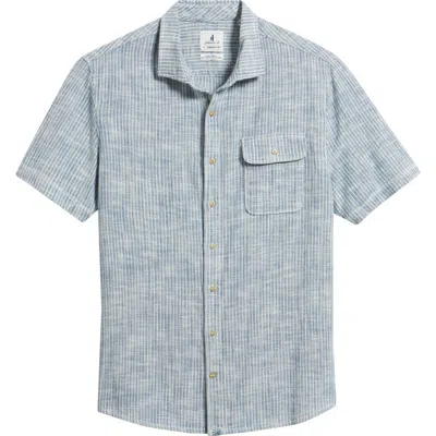 Johnnie-o Ennis Hangin' Out Stripe Short Sleeve Stretch Cotton Button-up Shirt In Blue