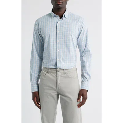 Johnnie-o Ferdinand Plaid Performance Button-up Shirt In Blue