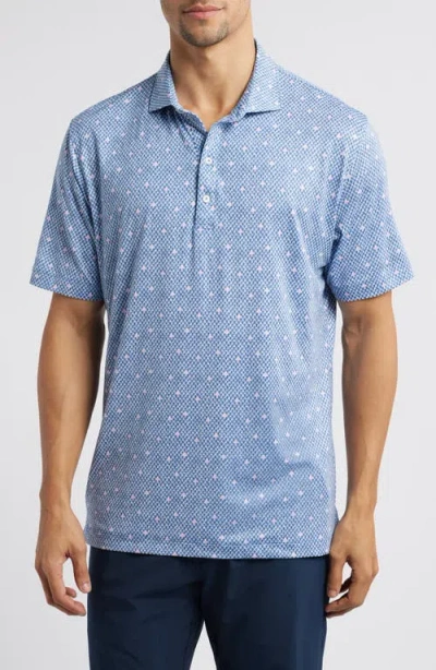 Johnnie-o Fernando Leaf Print Prep-formance Golf Polo In Lake