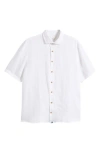 Johnnie-o Gianna Hangin' Out Short Sleeve Linen & Lyocell Button-up Shirt In White