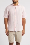 Johnnie-o Gianna Hangin' Out Short Sleeve Linen & Lyocell Button-up Shirt In Petal