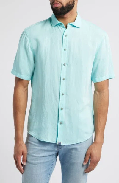 Johnnie-o Gianna Hangin' Out Short Sleeve Linen & Lyocell Button-up Shirt In Tarpon