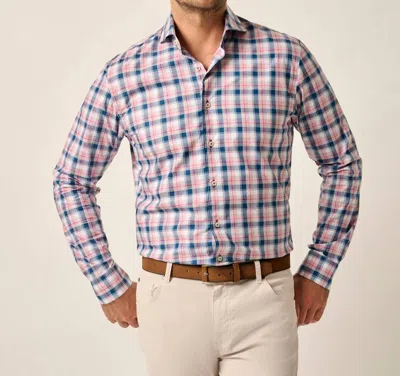 Johnnie-o Granger Button Down Shirt In Navy In Pink