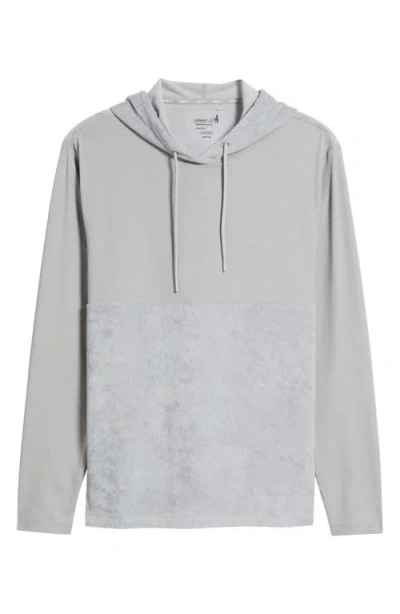 Johnnie-o Haggard Mixed Media Pullover Hoodie In Gray