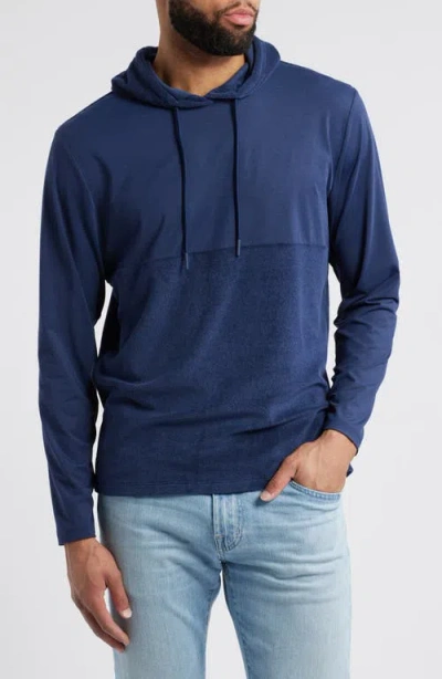 Johnnie-o Haggard Mixed Media Pullover Hoodie In Navy