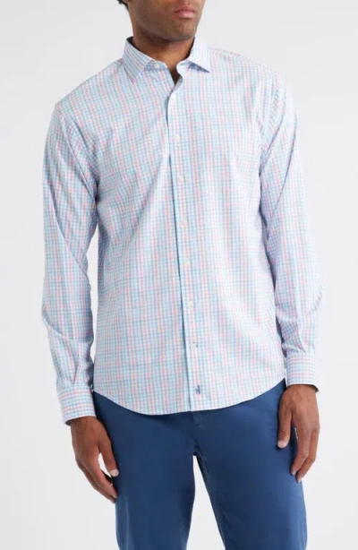 Johnnie-o Han Check Performance Button-up Shirt In Blue