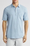 Johnnie-o Huron Heathered Polo In Gulf Blue In Multi