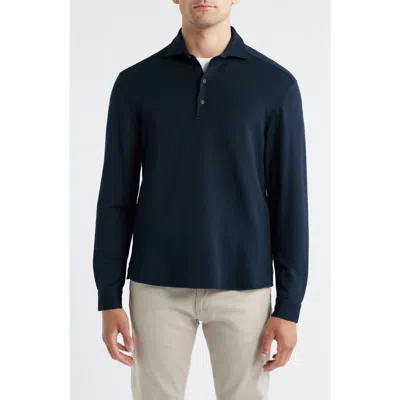 Johnnie-o Highburry Long Sleeve Performance Polo In Blue