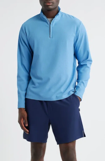 Johnnie-o Hoppin Rib Quarter Zip In Blue