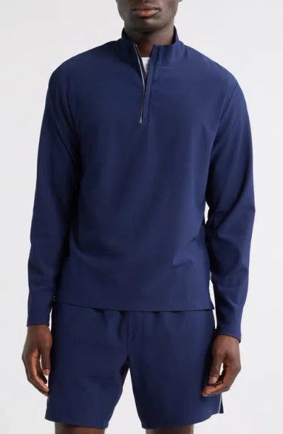 Johnnie-o Hoppin Rib Quarter Zip In Blue