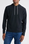 Johnnie-o Hoppin Ribbed Stretch Hooded Pullover In Black
