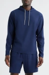 Johnnie-o Hoppin Ribbed Stretch Hooded Pullover In Blue