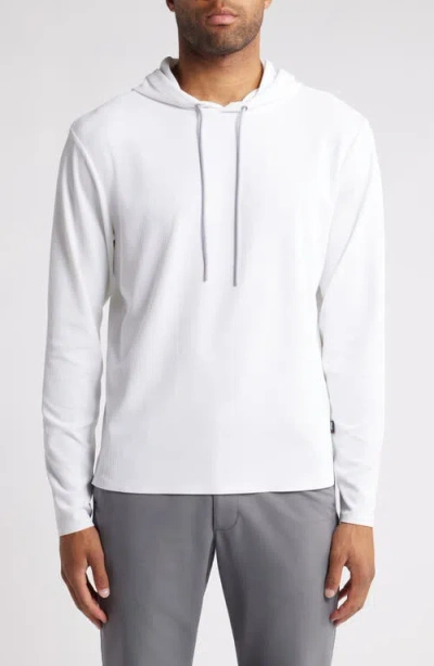 Johnnie-o Hoppin Ribbed Stretch Hooded Pullover In White