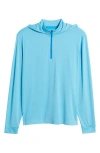 Johnnie-o Hybrid Performance Quarter Zip Hoodie In Blue