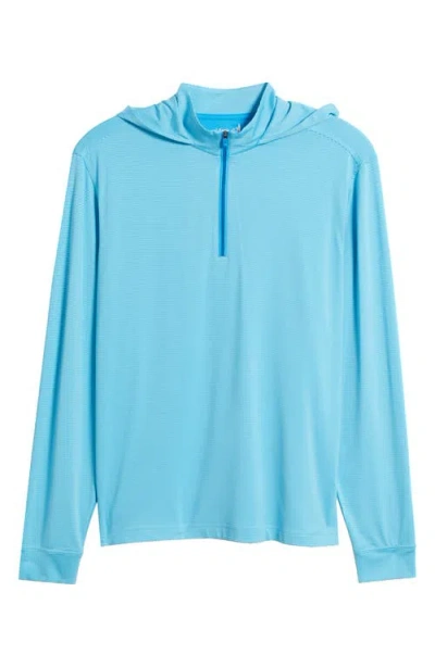 Johnnie-o Hybrid Performance Quarter Zip Hoodie In Blue