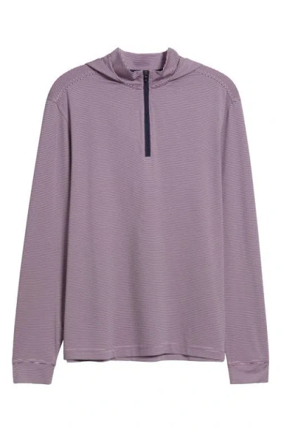Johnnie-o Hybrid Performance Quarter Zip Hoodie In Navy/porto Pink