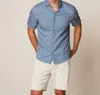 Johnnie-o Benson Floral Short Sleeve Stretch Button-up Shirt In Blue