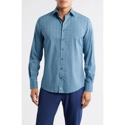 Johnnie-o Kenney Check Stretch Button-up Shirt In Pink