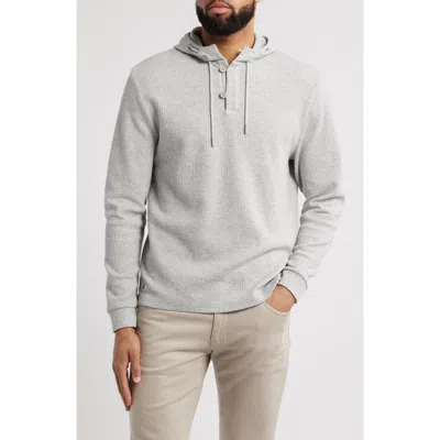 Johnnie-o Kester Henley Hoodie In Light Gray
