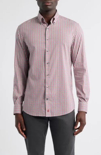 Johnnie-o Kirtland Check Stretch Button-down Shirt In Pink