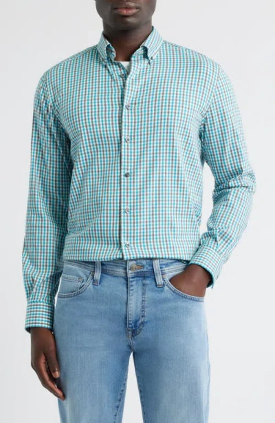 Johnnie-o Kirtland Check Stretch Button-down Shirt In Blue