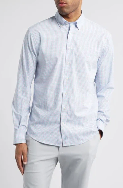 Johnnie-o Koby Gingham Performance Button-down Shirt In Maliblu
