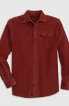 Johnnie-o Kodiak Hangin' Out Corduroy Shirt In Malibu Red In Red