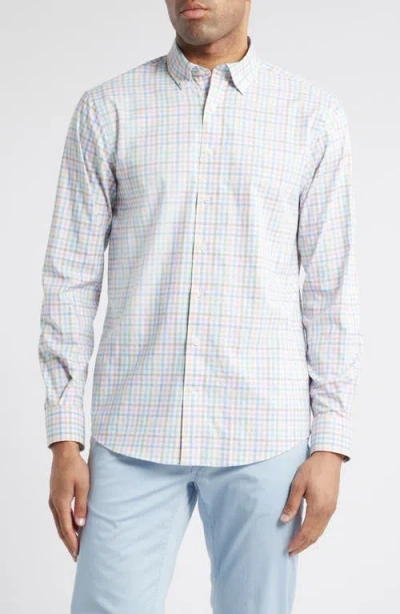 Johnnie-o Kyler Gingham Performance Button-down Shirt In Maliblu