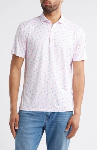 Johnnie-o Low Country Crab Print Featherweight Performance Polo In Pink
