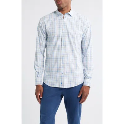 Johnnie-o Maarten Plaid Performance Button-up Shirt In Blue