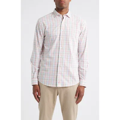 Johnnie-o Maarten Plaid Performance Button-up Shirt In White