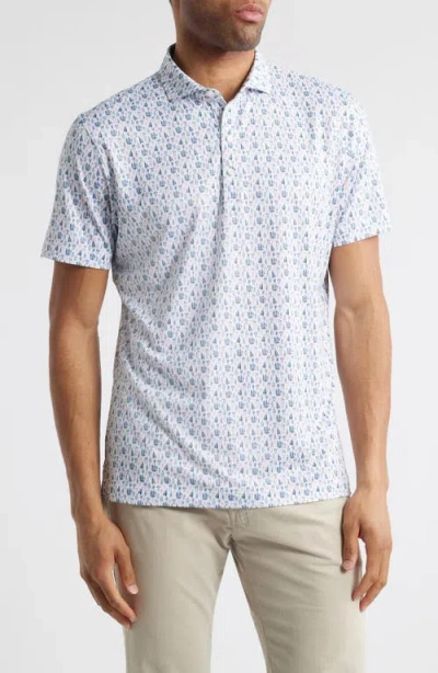 Johnnie-o Manhatty Libations Print Prep-formance Golf Polo In White