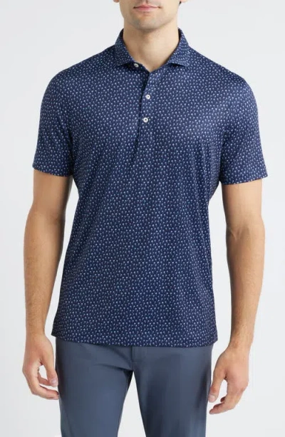 Johnnie-o Marina Palm Tree Print Performance Jersey Polo In Blue