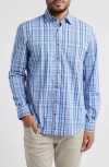 Johnnie-o Masson Plaid Performance Button-up Shirt In Maliblu