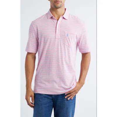 Johnnie-o Matthis Stripe Pocket Polo In Petal