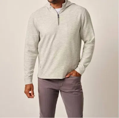 Johnnie-o Maxton Hooded 1/4 Zip Sweater In Light Grey In Gray