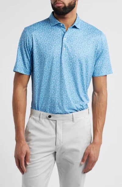 Johnnie-o Mojave Cactus Print Prep-formance Golf Polo In Barrels Blue