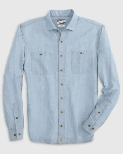 Johnnie-o Men's Morgan Chambray Linen-blend Shirt In Blue