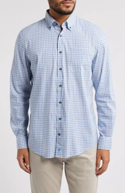 Johnnie-o Morganstern Plaid Tucked Cotton Blend Button-down Shirt In Maliblu