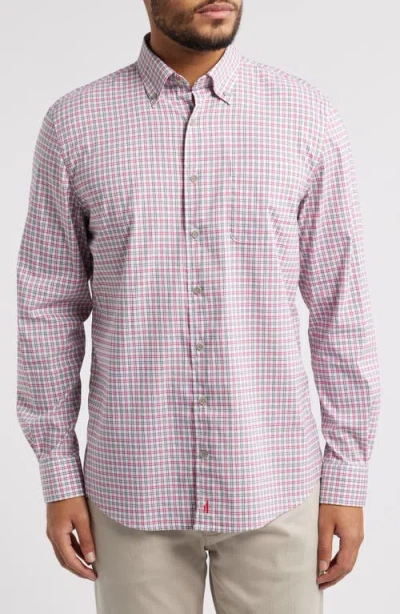 Johnnie-o Morganstern Plaid Tucked Cotton Blend Button-down Shirt In Malibu Red