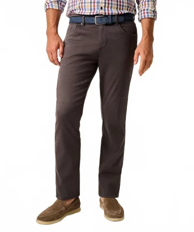 Johnnie-o Newport Pant In Charcoal In Brown