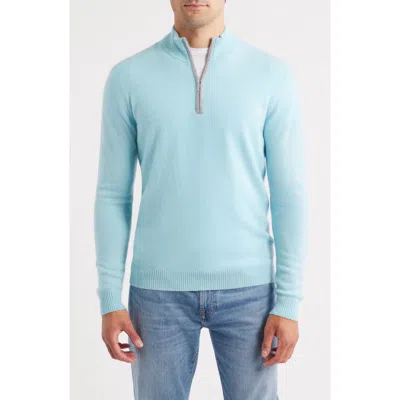 Johnnie-o Niccolo Cashmere Quarter Zip Sweater In Blue